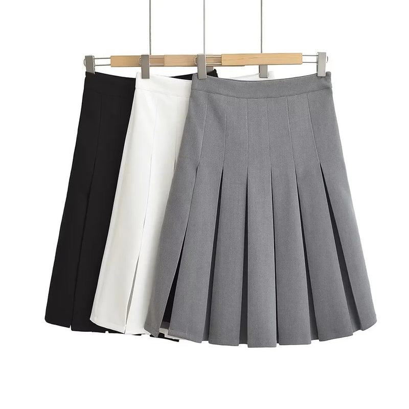 Women Skirt Women's Preppy Style High Waist Pleated Skirt Skirt