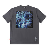 Men T Shirt Vintage Printed round Neck Short Sleeve T-shirt Men and Women Loose Couple
