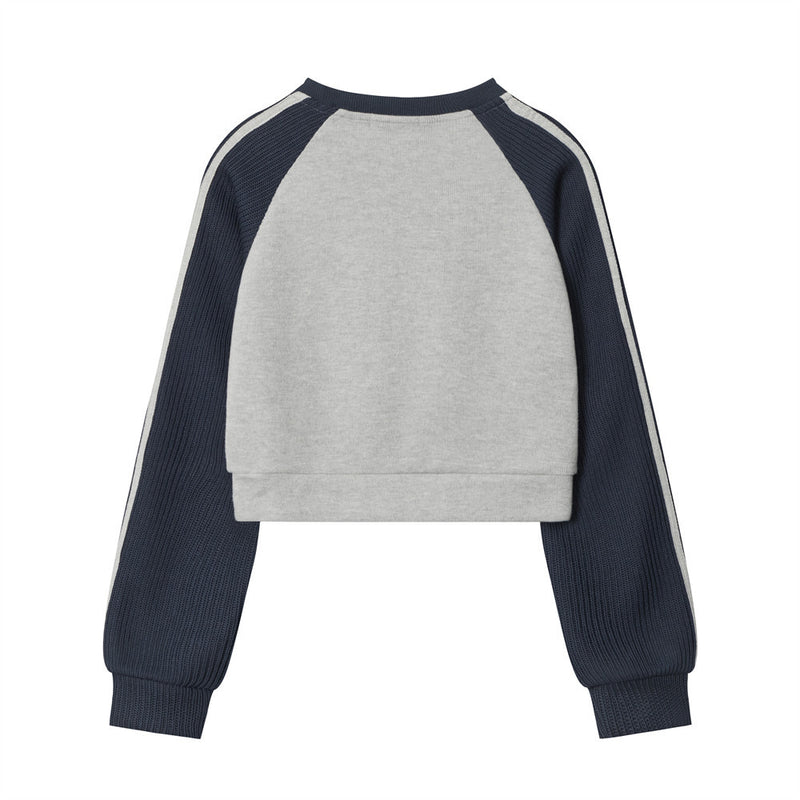 Women Hoodie Printed Short Sweater for Girls round Neck Multicolor Long Sleeve