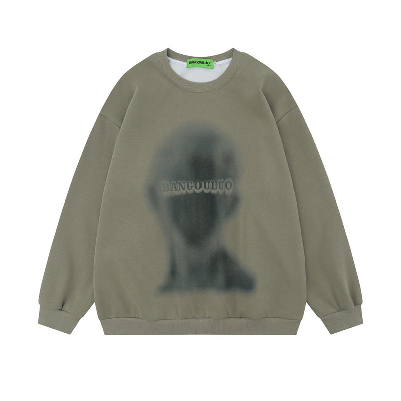 Men Hoodie Printed Loose Sweatshirt Men's Spring and Autumn Long Sleeve round Neck