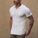 Men Sweater Men's Autumn Polo Shirt Casual Long Sleeve Solid Color Knitted
