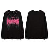 Men Long Sleeve Shirt Hiphop Spider Foam Print Couple Long Sleeve T-shirt Loose Men and Women