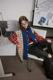 Unisex Jacket Autumn Washed Color Matching Distressed Shirt Women's Clothing