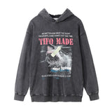 Men Hoodie Washed Vintage Printed Hoodie Men