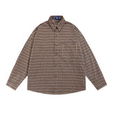 Men Long Sleeved T Shirt Plaid Long Sleeve Shirt Men's Loose Casual Spring and Autumn Lapel Shirt