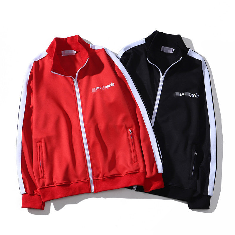 Palm Angle Sweatshirt Black and White Striped Men's and Women's Loose Sports and Leisure Jacket