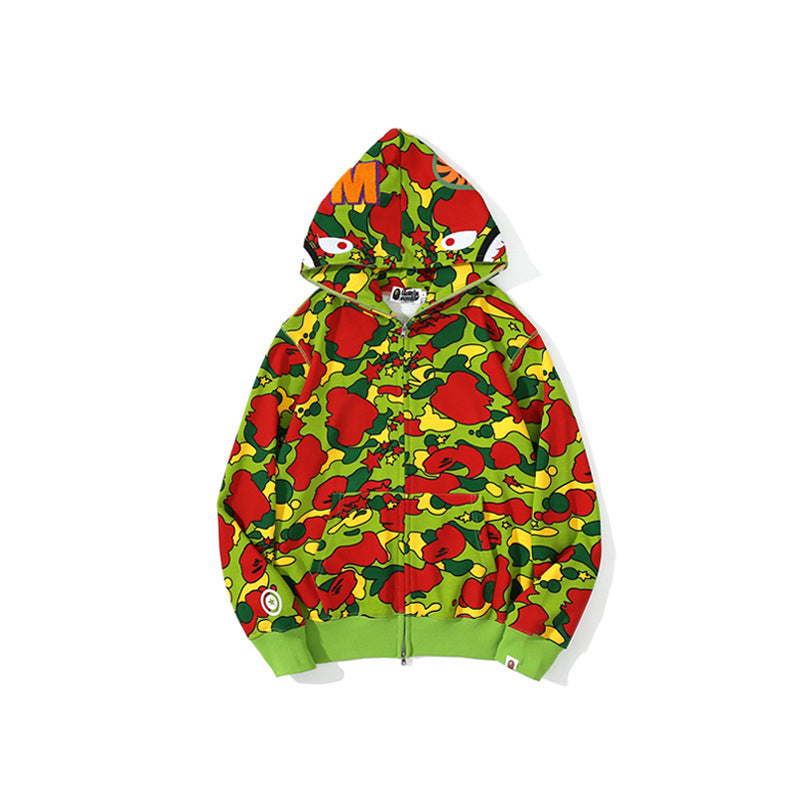 Bathing Ape Shark Head Ape Head XINGX Camouflage Sweater Men's Casual Zip Coat