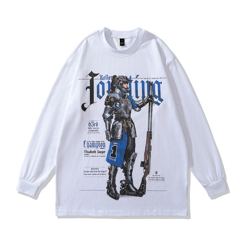 Men Long Sleeve Shirt Anime Print Bottoming Hip Hop Long Sleeve T-shirt Men and Women Couple