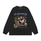 Men Long Sleeve Shirt Washed Long Sleeve Bottoming T-shirt Men and Women Vintage
