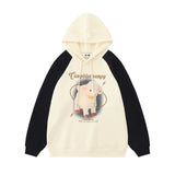 Men Hoodie Stitching Raglan Sleeve Loose Casual Hoodie Spring and Autumn