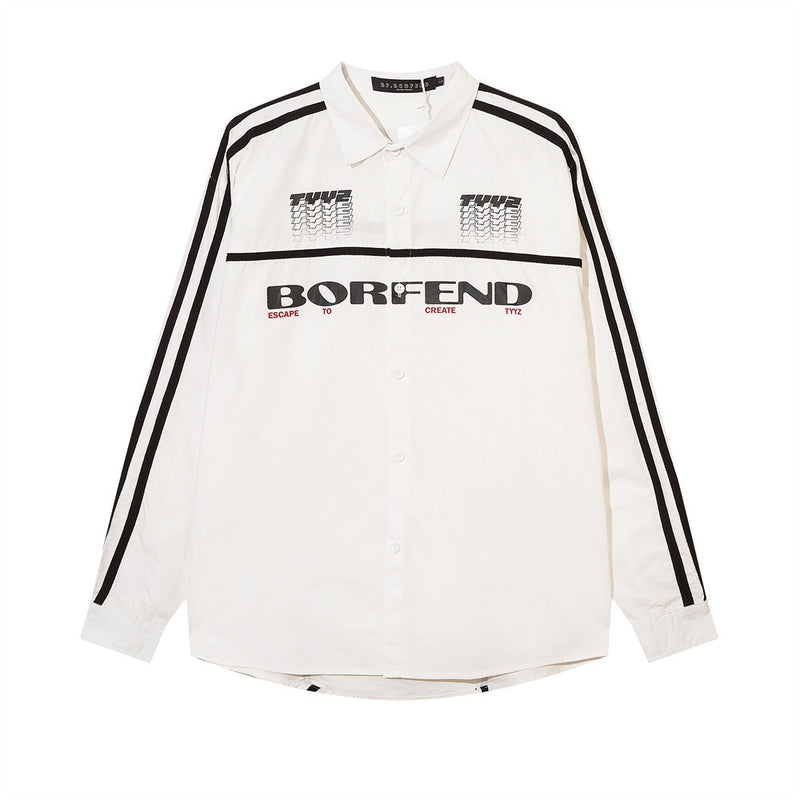 Men's Long Sleeve T Shirt Color Matching Long Sleeve Shirt Men's Letter Printing Personality Shirt Outer Wear
