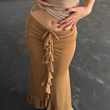 Women Skirt Spring Fashion Pleated Ruffled Skirt