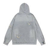 Men Denim Jacket Washed Long-Sleeved Denim Jacket Men's Spring and Autumn Embroidered Hooded Jacket Loose