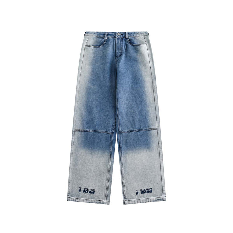 Unisex Pants Autumn Embroidery Denim Washable Pants