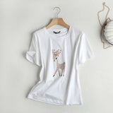 Women T-shirt Casual round Neck Short Sleeves T-shirt Blouse