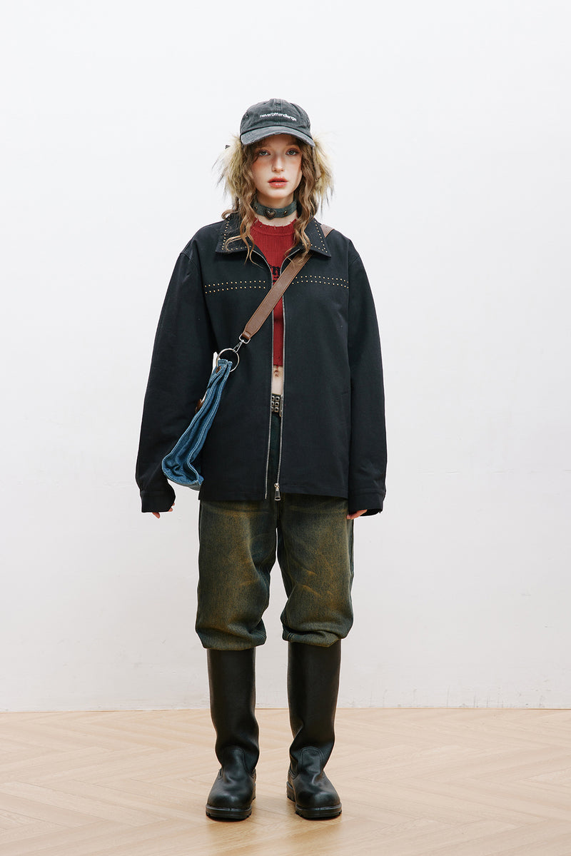 Unisex Jacket Autumn Loose Rivet Jacket Women's Clothing