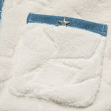 Men Cotton Mixed Jacket Coat Cashmere Cotton-Padded Coat Men's Winter Loose Stitching Affixed Cloth Embroidered