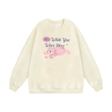 Men Hoodie Autumn and Winter round Neck Sweater Bear Printed Casual Long Sleeve Pullover Loose