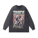 Men Long Sleeve Shirt Vintage Bili Portrait Washed and Worn Long Sleeve T-shirt for Men and Women