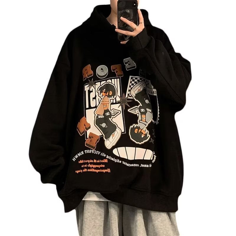 Men Hoodie Cartoon Hooded Sweatshirt Men Spring Autumn West Coast Fashion Brand Coat