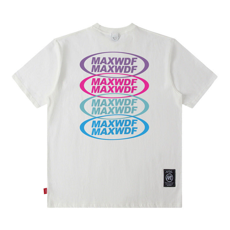 Men's T Shirt Letter Print Short-Sleeved T-shirt Men's and Women's Vibe Style Loose Top