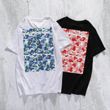 Bathing Ape T Shirt Casual White Letter Crew Neck Summer Pullover Short Sleeve T-shirt