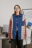 Unisex Jacket Autumn Washed Color Matching Distressed Shirt Women's Clothing