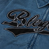 Men Denim Jacket Stitching Contrast Color Hooded Denim Coat Men's Clothing Spring and Autumn Embroidery Letters