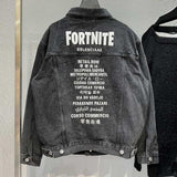Graffiti Bomber Jacket Graffiti Cola Embroidery Denim