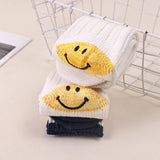 Kapital Sock Hitian Hehong Thick Thread Smiley Face Japanese Ins Trendy Socks Contrast Knitted Long Tube Pile Women