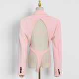 Frankie Shop Hourglass Blazer Pink with Fall Slim Fit Coat
