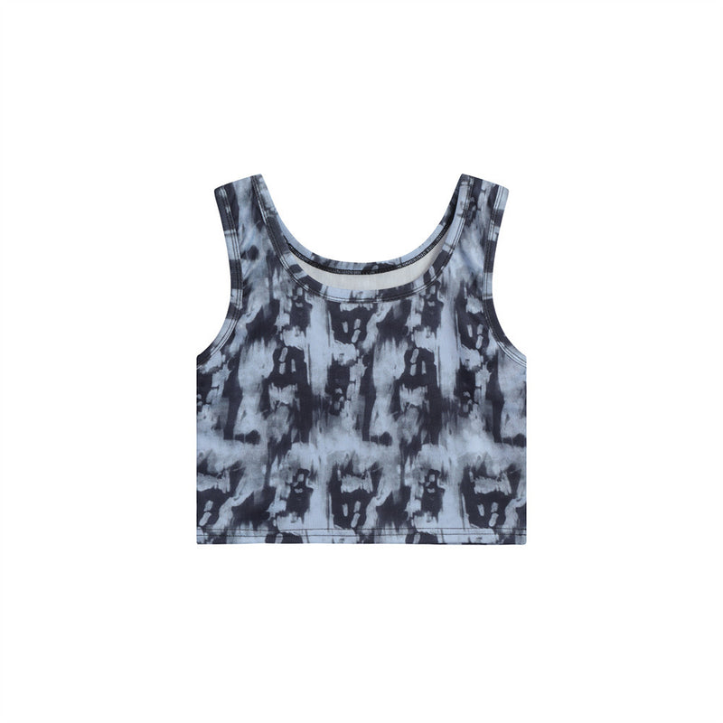 Women Vest Printed Short Vest Summer Casual Spaghetti Straps Sleeveless
