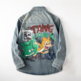 Graffiti Bomber Jacket Autumn Shirt Long Sleeve Loose-Fitting Shirt