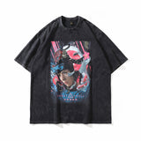 Men T Shirt Loose Short-Sleeved T-shirt Men's Retro Hip Hop Top