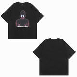 Men T Shirt Alphabet Graffiti Print Distressed Short-Sleeved T-shirt Men and Women Vibe Style