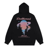 Men Hoodie Sunset Reflection Printed Hoodie Men's Ins Loose