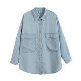 Women T-shirt Autumn Leisure Denim Shirt Top