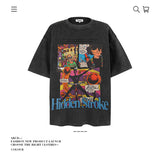 American vintage street T-shirt pure cotton retro men's and women's summer loose
