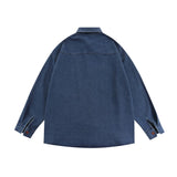 Men Long Sleeved T Shirt Personality Five-Pointed Star Embroidered Pocket Denim Shirt Men's Spring and Autumn Loose Casual