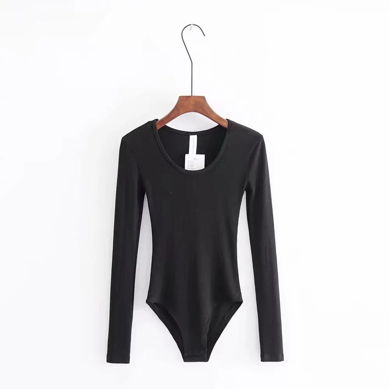 Women T-Shirt Sex round Neck, Slim-Fit, Long-Sleeved One-Piece T-shirt Bottoming Shirt