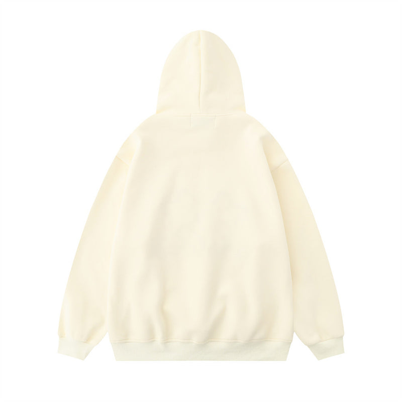 Men Hoodie Flocking Embroidered Five-Pointed Star Hooded Sweater