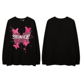 Men Long Sleeve Shirt Personality Butterfly Patch Long Sleeves T-shirt Men and Women Base Long Sleeve Shirt
