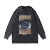 Men Long Sleeve Shirt Racing Printed Washed and Worn Long Sleeve T-shirt Men and Women Couple