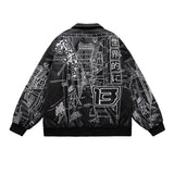 Graffiti Bomber Jacket Denim Jacket Men and Women Loose