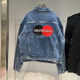 Graffiti Bomber Jacket Graffiti Cola Embroidery Denim