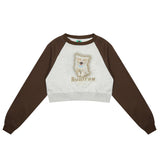 Women Hoodie Printed Short Sweater for Girls Spring and Autumn round Neck Long Sleeve