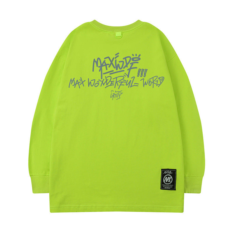 Men's Long Sleeve Shirt Long Sleeve T-shirt Men's Autumn Letter Print Loose round Neck