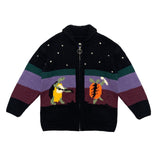 Kapital Sweater Vintage Cartoon Zipper Knitted Cardigan Color Matching Casual Style Loose Turtle Coat