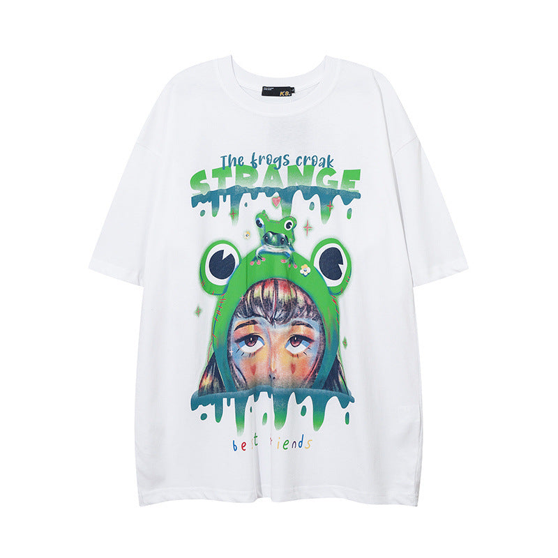 Men T Shirt Printed Short-Sleeved T-shirt Men and Women Casual Couple