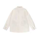 Men Long Sleeved T Shirt Embroidered Long Sleeve Shirt Boys Loose Casual Jacket Lapel Shirt Ins